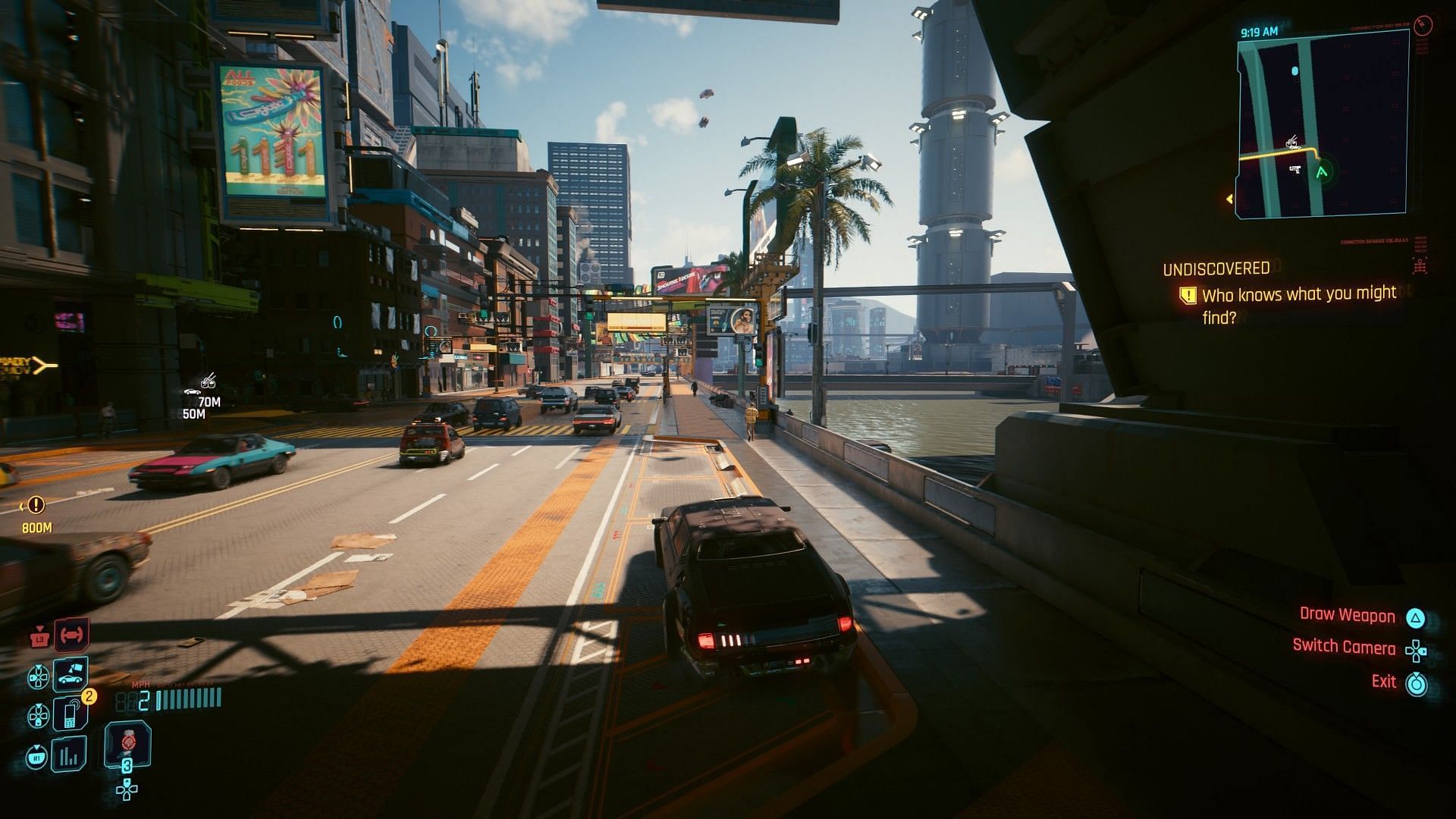 Auto Drive unavailable in parking spots (Image via Sportskeeda Gaming || CDPR)